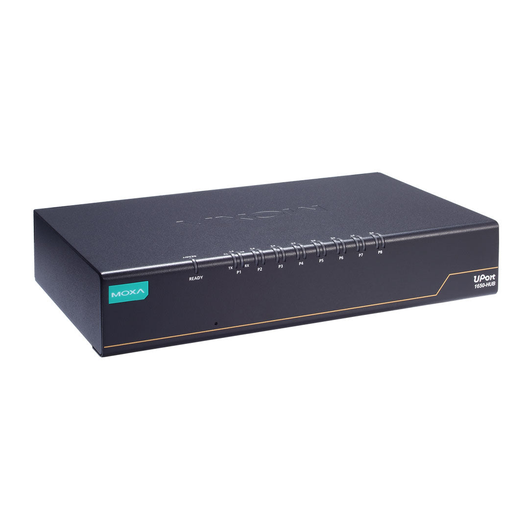 USB to Serial Converter Moxa Uport 1650-8 and Uport 1610-8 Gen 2 Hub front