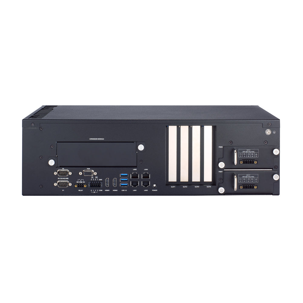 IEC 61850-3 3U rackmount computer Moxa DA-820e back I/O view