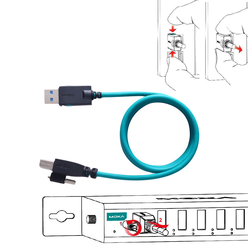 Moxa USB cable with latch & screw